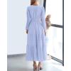 imageBTFBM Fall Dresses for Women 2025 Casual Long Sleeve V Neck Elastic Waist Lightweight Maxi Wedding Guest Dress Pockets