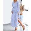 imageBTFBM Fall Dresses for Women 2025 Casual Long Sleeve V Neck Elastic Waist Lightweight Maxi Wedding Guest Dress Pockets