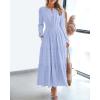 imageBTFBM Fall Dresses for Women 2025 Casual Long Sleeve V Neck Elastic Waist Lightweight Maxi Wedding Guest Dress Pockets