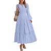 imageBTFBM Fall Dresses for Women 2025 Casual Long Sleeve V Neck Elastic Waist Lightweight Maxi Wedding Guest Dress Pockets