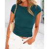 imageBTFBM Womens Summer Tops 2025 Ribbed T Shirts Crew Neck Short Sleeve Stretchy Ruched Slim Fit Workout Going Out TopLake Blue