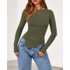 imageBTFBM Asymmetrical Tops for Women Long Sleeve Shirts Fall 2025 Ruched Slit Fitted Basic Tees Y2k Going Out Tunic TopArmy Green