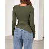 imageBTFBM Asymmetrical Tops for Women Long Sleeve Shirts Fall 2025 Ruched Slit Fitted Basic Tees Y2k Going Out Tunic TopArmy Green