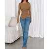 imageBTFBM Asymmetrical Tops for Women Long Sleeve Shirts Fall 2025 Ruched Slit Fitted Basic Tees Y2k Going Out Tunic TopCamel