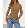 imageBTFBM Asymmetrical Tops for Women Long Sleeve Shirts Fall 2025 Ruched Slit Fitted Basic Tees Y2k Going Out Tunic TopCamel