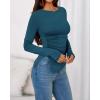 imageBTFBM Asymmetrical Tops for Women Long Sleeve Shirts Fall 2025 Ruched Slit Fitted Basic Tees Y2k Going Out Tunic TopDark Blue