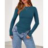 imageBTFBM Asymmetrical Tops for Women Long Sleeve Shirts Fall 2025 Ruched Slit Fitted Basic Tees Y2k Going Out Tunic TopDark Blue