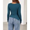 imageBTFBM Asymmetrical Tops for Women Long Sleeve Shirts Fall 2025 Ruched Slit Fitted Basic Tees Y2k Going Out Tunic TopDark Blue