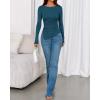 imageBTFBM Asymmetrical Tops for Women Long Sleeve Shirts Fall 2025 Ruched Slit Fitted Basic Tees Y2k Going Out Tunic TopDark Blue