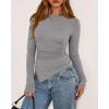 imageBTFBM Asymmetrical Tops for Women Long Sleeve Shirts Fall 2025 Ruched Slit Fitted Basic Tees Y2k Going Out Tunic TopGrey
