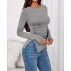 imageBTFBM Asymmetrical Tops for Women Long Sleeve Shirts Fall 2025 Ruched Slit Fitted Basic Tees Y2k Going Out Tunic TopGrey