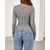 imageBTFBM Asymmetrical Tops for Women Long Sleeve Shirts Fall 2025 Ruched Slit Fitted Basic Tees Y2k Going Out Tunic TopGrey