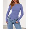 imageBTFBM Asymmetrical Tops for Women Long Sleeve Shirts Fall 2025 Ruched Slit Fitted Basic Tees Y2k Going Out Tunic TopGrey Blue
