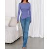 imageBTFBM Asymmetrical Tops for Women Long Sleeve Shirts Fall 2025 Ruched Slit Fitted Basic Tees Y2k Going Out Tunic TopGrey Blue