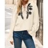 imageBTFBM Boho Tops for Women Fall 2025 Casual V Neck Ruffle Long Sleeve Shirts Floral Embroidered Blouses Vacation OutfitsBeige