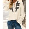 imageBTFBM Boho Tops for Women Fall 2025 Casual V Neck Ruffle Long Sleeve Shirts Floral Embroidered Blouses Vacation OutfitsBeige