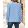 imageBTFBM Boho Tops for Women Fall 2025 Casual V Neck Ruffle Long Sleeve Shirts Floral Embroidered Blouses Vacation OutfitsBlue