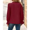 imageBTFBM Boho Tops for Women Fall 2025 Casual V Neck Ruffle Long Sleeve Shirts Floral Embroidered Blouses Vacation OutfitsBurgundy