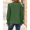 imageBTFBM Boho Tops for Women Fall 2025 Casual V Neck Ruffle Long Sleeve Shirts Floral Embroidered Blouses Vacation OutfitsGreen