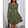 imageBTFBM Casual Fall Dresses for Women 2025 Long Sleeve Ribbed Button Down Empire Waist A Line Winter Wedding Guest DressArmy Green