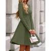 imageBTFBM Casual Fall Dresses for Women 2025 Long Sleeve Ribbed Button Down Empire Waist A Line Winter Wedding Guest DressArmy Green
