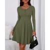 imageBTFBM Casual Fall Dresses for Women 2025 Long Sleeve Ribbed Button Down Empire Waist A Line Winter Wedding Guest DressArmy Green