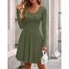 imageBTFBM Casual Fall Dresses for Women 2025 Long Sleeve Ribbed Button Down Empire Waist A Line Winter Wedding Guest DressArmy Green
