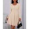 imageBTFBM Casual Fall Dresses for Women 2025 Long Sleeve Ribbed Button Down Empire Waist A Line Winter Wedding Guest DressBeige