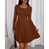 imageBTFBM Casual Fall Dresses for Women 2025 Long Sleeve Ribbed Button Down Empire Waist A Line Winter Wedding Guest DressBrown