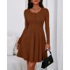 imageBTFBM Casual Fall Dresses for Women 2025 Long Sleeve Ribbed Button Down Empire Waist A Line Winter Wedding Guest DressBrown