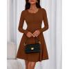 imageBTFBM Casual Fall Dresses for Women 2025 Long Sleeve Ribbed Button Down Empire Waist A Line Winter Wedding Guest DressBrown