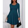imageBTFBM Casual Fall Dresses for Women 2025 Long Sleeve Ribbed Button Down Empire Waist A Line Winter Wedding Guest DressLake Blue