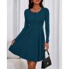 imageBTFBM Casual Fall Dresses for Women 2025 Long Sleeve Ribbed Button Down Empire Waist A Line Winter Wedding Guest DressLake Blue