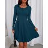 imageBTFBM Casual Fall Dresses for Women 2025 Long Sleeve Ribbed Button Down Empire Waist A Line Winter Wedding Guest DressLake Blue