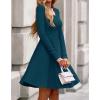 imageBTFBM Casual Fall Dresses for Women 2025 Long Sleeve Ribbed Button Down Empire Waist A Line Winter Wedding Guest DressLake Blue