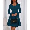imageBTFBM Casual Fall Dresses for Women 2025 Long Sleeve Ribbed Button Down Empire Waist A Line Winter Wedding Guest DressLake Blue