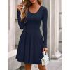 imageBTFBM Casual Fall Dresses for Women 2025 Long Sleeve Ribbed Button Down Empire Waist A Line Winter Wedding Guest DressNavy