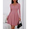 imageBTFBM Casual Fall Dresses for Women 2025 Long Sleeve Ribbed Button Down Empire Waist A Line Winter Wedding Guest DressPink