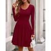 imageBTFBM Casual Fall Dresses for Women 2025 Long Sleeve Ribbed Button Down Empire Waist A Line Winter Wedding Guest DressWine Red