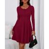imageBTFBM Casual Fall Dresses for Women 2025 Long Sleeve Ribbed Button Down Empire Waist A Line Winter Wedding Guest DressWine Red
