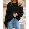 imageBTFBM Fall Sweaters for Women 2025 Cable Knit Sweater Crew Neck Long Lantern Sleeve Loose Chunky Pullover Casual TopsBlack