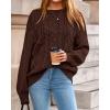 imageBTFBM Fall Sweaters for Women 2025 Cable Knit Sweater Crew Neck Long Lantern Sleeve Loose Chunky Pullover Casual TopsBrown