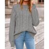 imageBTFBM Fall Sweaters for Women 2025 Cable Knit Sweater Crew Neck Long Lantern Sleeve Loose Chunky Pullover Casual TopsGrey