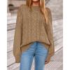 imageBTFBM Fall Sweaters for Women 2025 Cable Knit Sweater Crew Neck Long Lantern Sleeve Loose Chunky Pullover Casual TopsKhaki