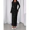 imageBTFBM Wedding Guest Dresses for Women 2025 Fall Elegant Floral Lace Ruched Long Sleeve Bodycon Cocktail Party Maxi DressBlack