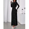 imageBTFBM Wedding Guest Dresses for Women 2025 Fall Elegant Floral Lace Ruched Long Sleeve Bodycon Cocktail Party Maxi DressBlack