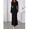 imageBTFBM Wedding Guest Dresses for Women 2025 Fall Elegant Floral Lace Ruched Long Sleeve Bodycon Cocktail Party Maxi DressBlack