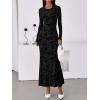imageBTFBM Wedding Guest Dresses for Women 2025 Fall Elegant Floral Lace Ruched Long Sleeve Bodycon Cocktail Party Maxi DressBlack