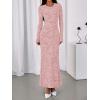 imageBTFBM Wedding Guest Dresses for Women 2025 Fall Elegant Floral Lace Ruched Long Sleeve Bodycon Cocktail Party Maxi DressPink