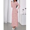 imageBTFBM Wedding Guest Dresses for Women 2025 Fall Elegant Floral Lace Ruched Long Sleeve Bodycon Cocktail Party Maxi DressPink